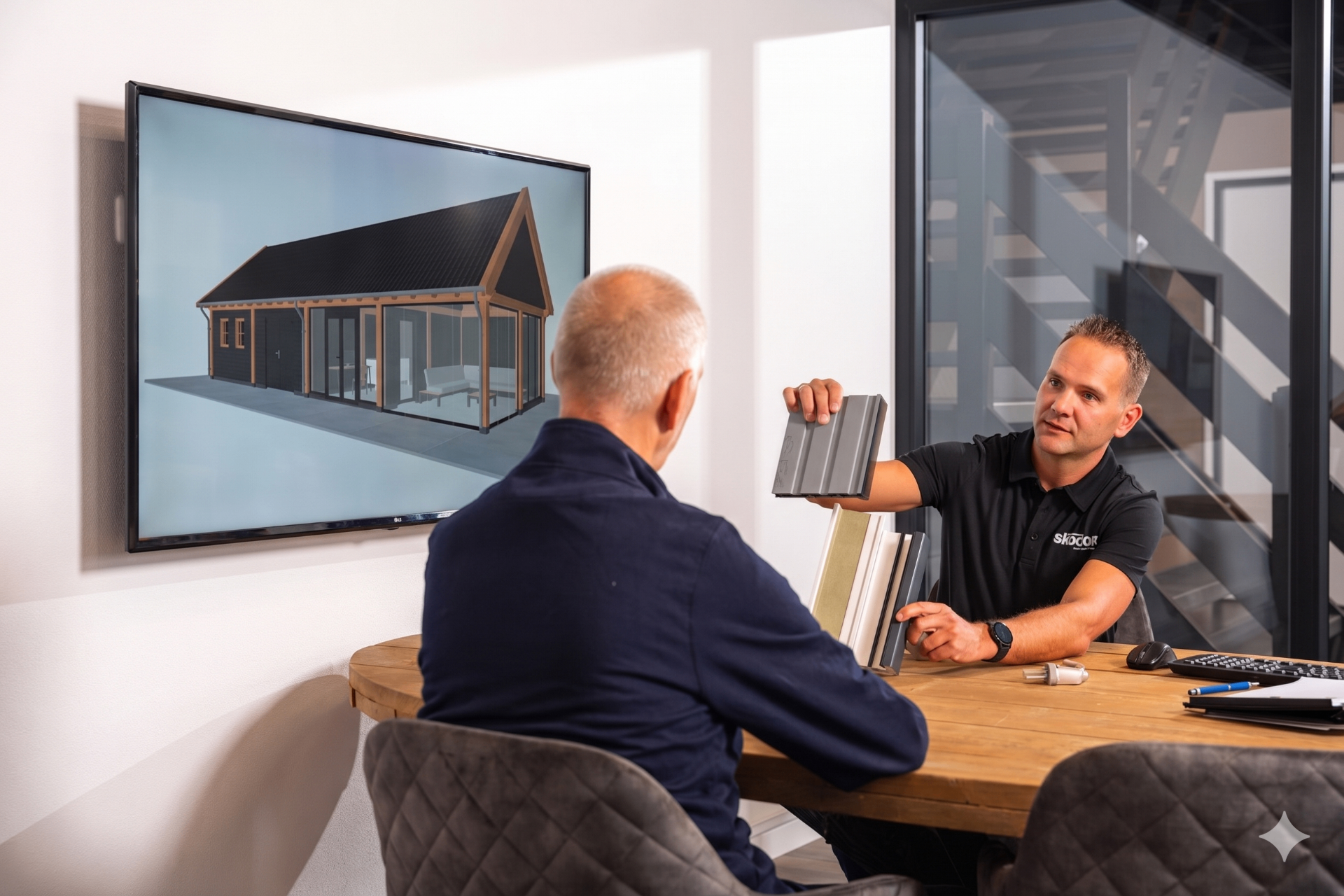3D-configuratie van een houten buitenverblijf